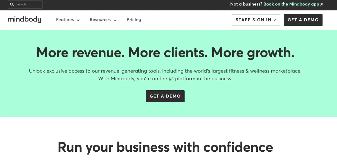MindBody Homepage